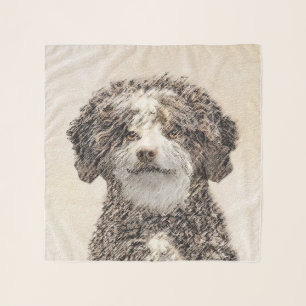 Spanish Water Dog Painting - Cute Original Dog Art Scarf