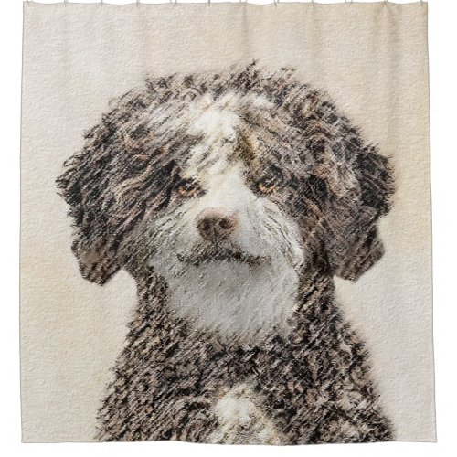 Spanish Water Dog Painting _ Cute Original Dog Art Shower Curtain