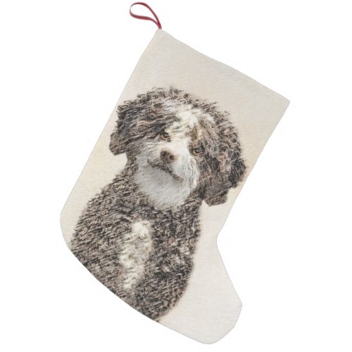 Spanish Water Dog Painting _ Cute Original Dog Art Small Christmas Stocking