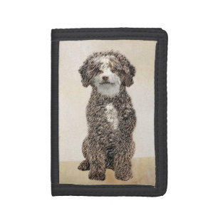 Spanish Water Dog Painting - Cute Original Dog Art Trifold Wallet
