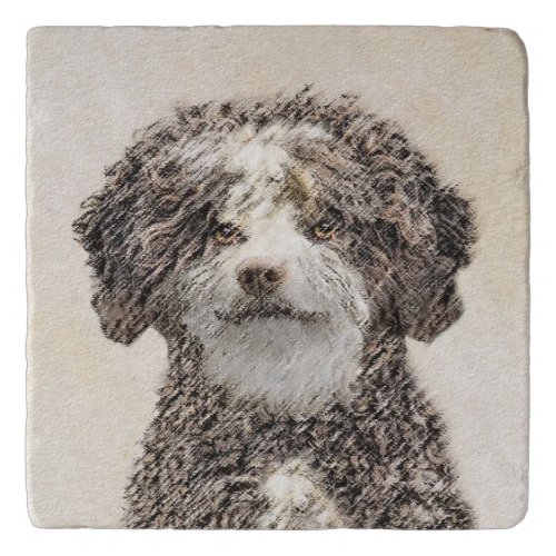 Spanish Water Dog Painting _ Cute Original Dog Art Trivet