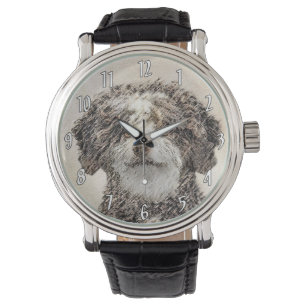 Spanish Water Dog Painting - Cute Original Dog Art Watch