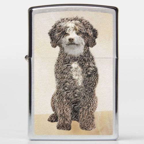 Spanish Water Dog Painting _ Cute Original Dog Art Zippo Lighter