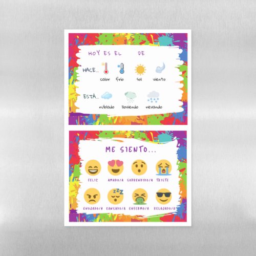 Spanish Weather and Feelings 2x1 Magnetic Dry Erase Sheet