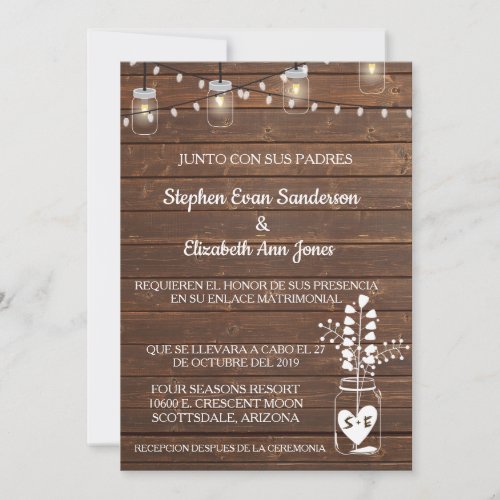 Spanish Wedding Barn Mason Jar Classic Wood