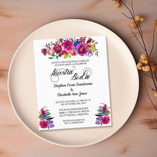 Spanish Wedding Bright Flower  Nuestra Boda Invita