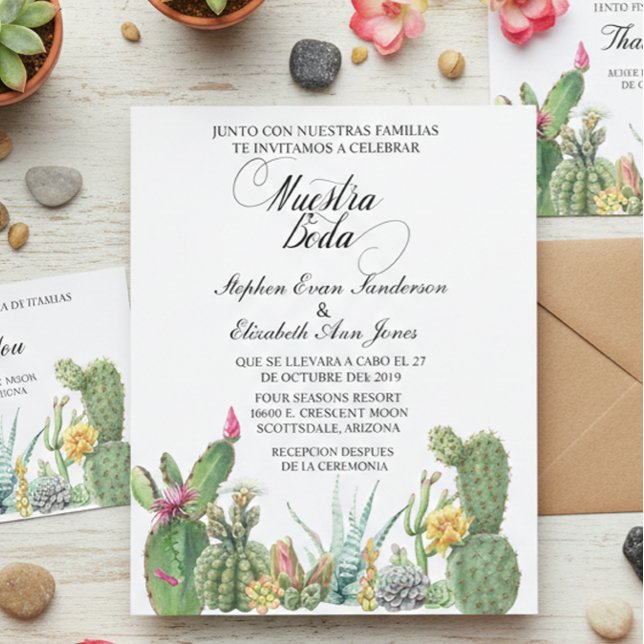 Spanish Wedding Cactus Succulent Garden Invitation Flyer (Creator Uploaded)