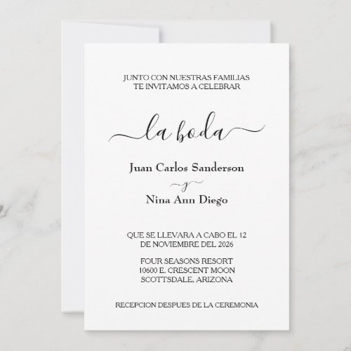 Spanish Wedding Formal Nuestra Boda Invitations