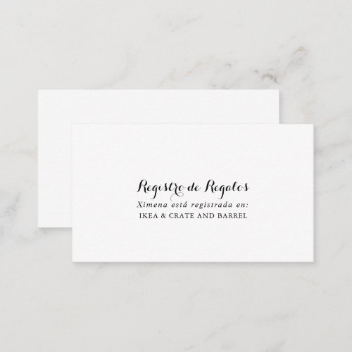 Spanish Wedding Gift Registry Enclosure Card