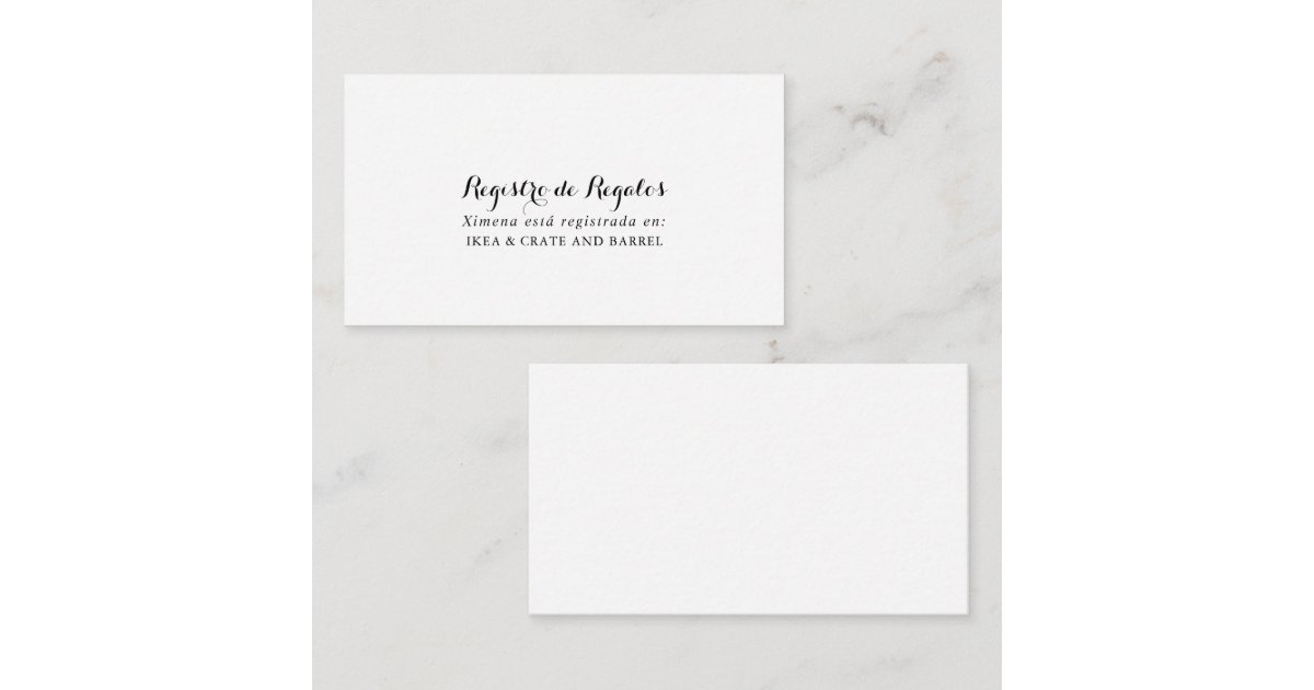 Spanish Wedding Gift Registry Enclosure Card Zazzle