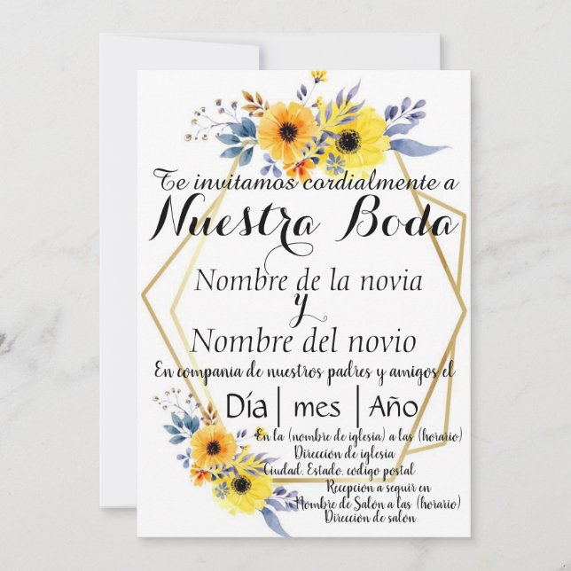 Spanish Wedding Invitation (Front)