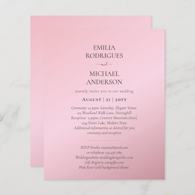 Spanish Wedding Invitation BILINGUAL Nuestra Boda (Front/Back)