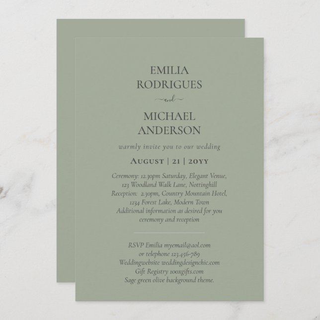 Spanish Wedding Invitation BILINGUAL Nuestra Boda (Front/Back)