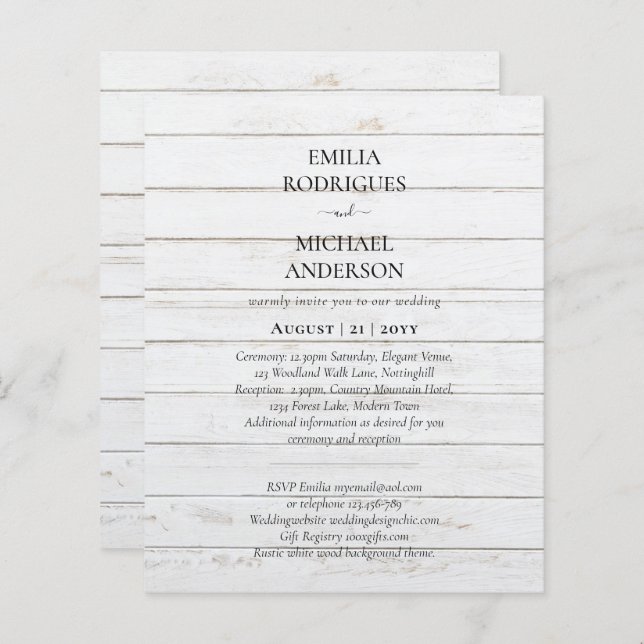 Spanish Wedding Invitation BILINGUAL Nuestra Boda (Front/Back)