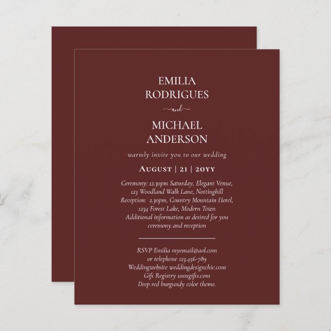 Spanish Wedding Invitation BILINGUAL Nuestra Boda (Front/Back)
