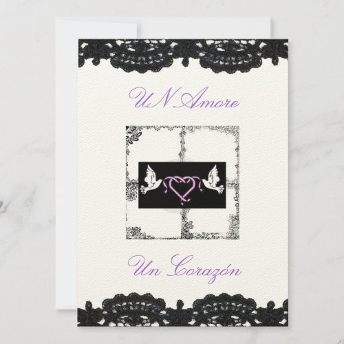 Spanish Wedding Invitation Doves and Ribbons