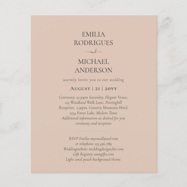Spanish Wedding Invites BILINGUAL Budget Boda Flyer (Front)