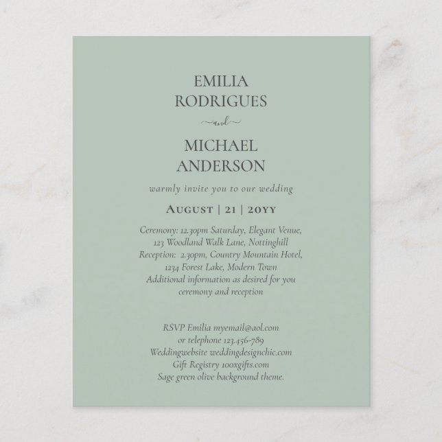 Spanish Wedding Invites BILINGUAL Budget Boda Flyer (Front)