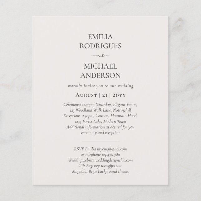 Spanish Wedding Invites BILINGUAL Budget Wedding Flyer (Front)