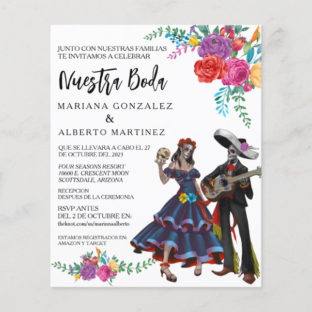 Spanish Wedding Nuestra Boda Day of Dead  (Front)