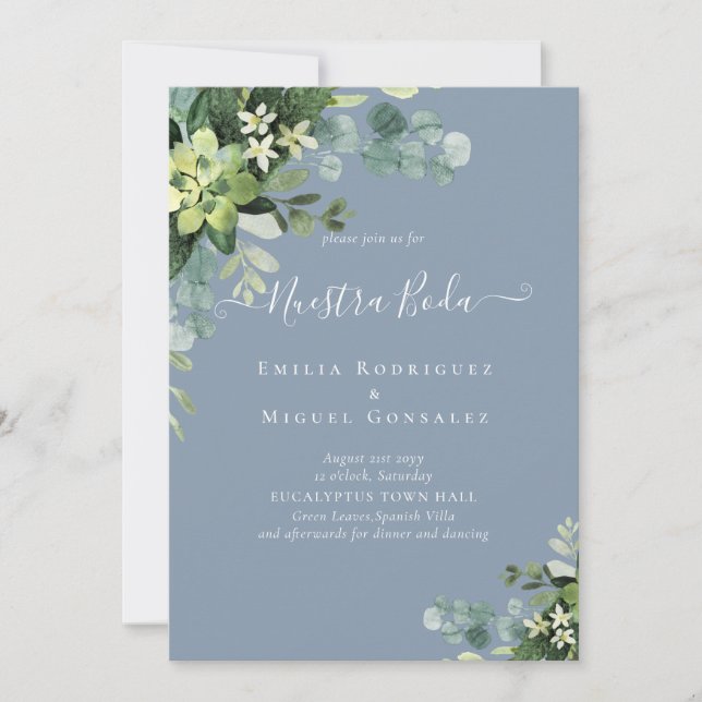 Spanish Wedding NUESTRA BODA Eucalyptus Greenery (Front)