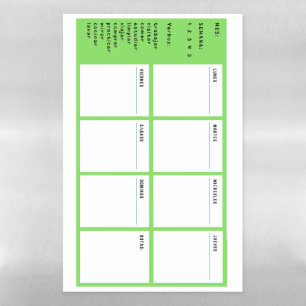 Spanish Weekly Planner with Common Verbs Magnetic Dry Erase Sheet