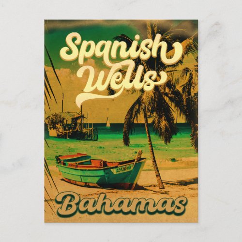 Spanish Wells Island Bahamas Souvenirs 60s Postcard