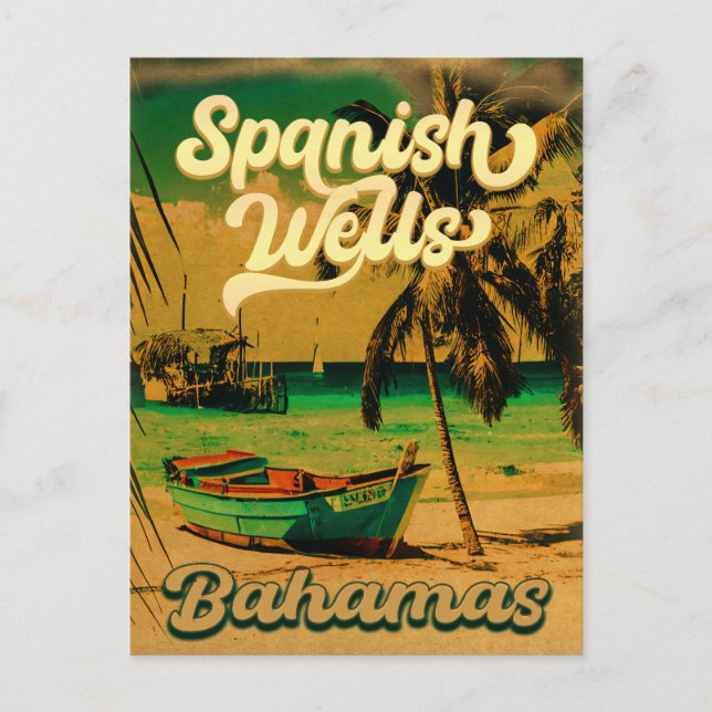 Spanish Wells Island Bahamas Souvenirs 60s Postcard (Front)