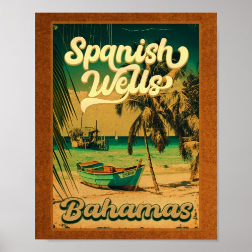 Spanish Wells Island Bahamas Souvenirs 60s Poster