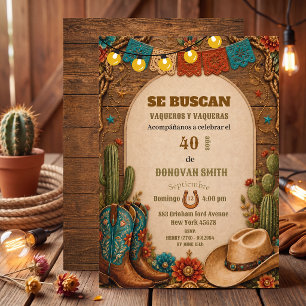 Spanish Western Boots mexican cowboy birthday Invitation