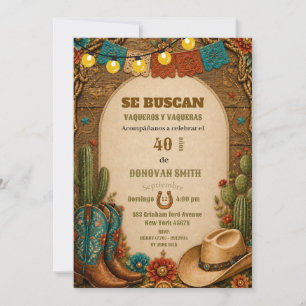  Spanish Western Boots mexican cowboy birthday Invitation