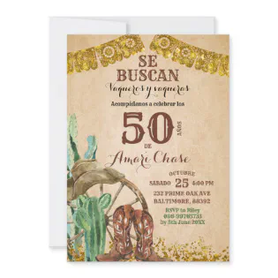 Spanish Western Cowboy Birthday Invitation