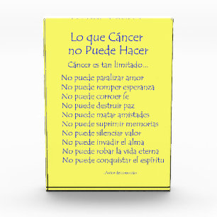 Spanish What Cancer Cannot Do Custom Paperweight Acrylic Award