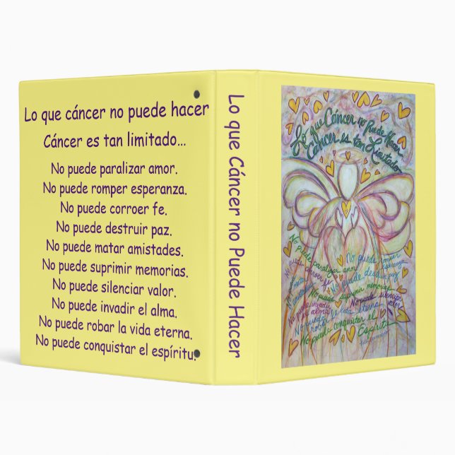 Spanish What Cancer Cannot Do Poem Notebook Binder (Background)