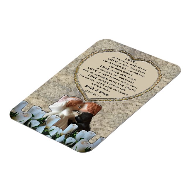 Spanish White Bride & Groom Love Poem Magnet (Left Side)