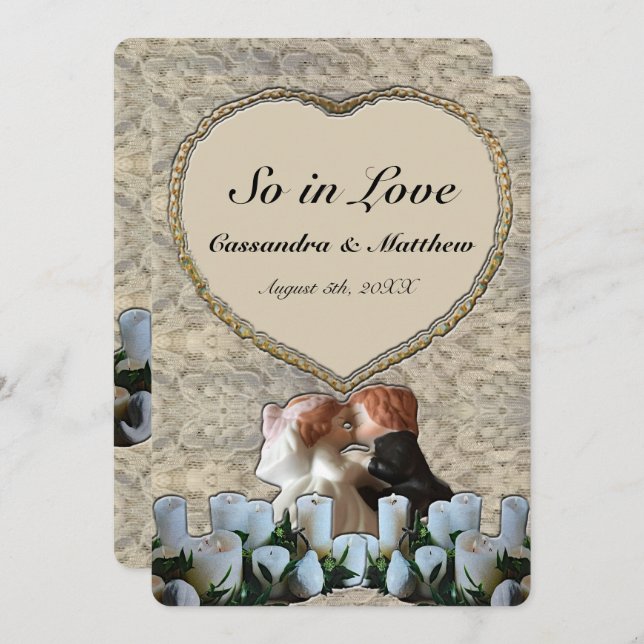 Spanish White Bride & Groom Wedding Invitation (Front/Back)