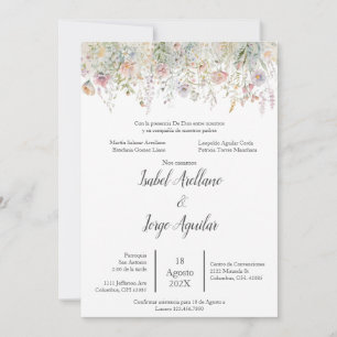 Spanish wild flower Wedding Invitation