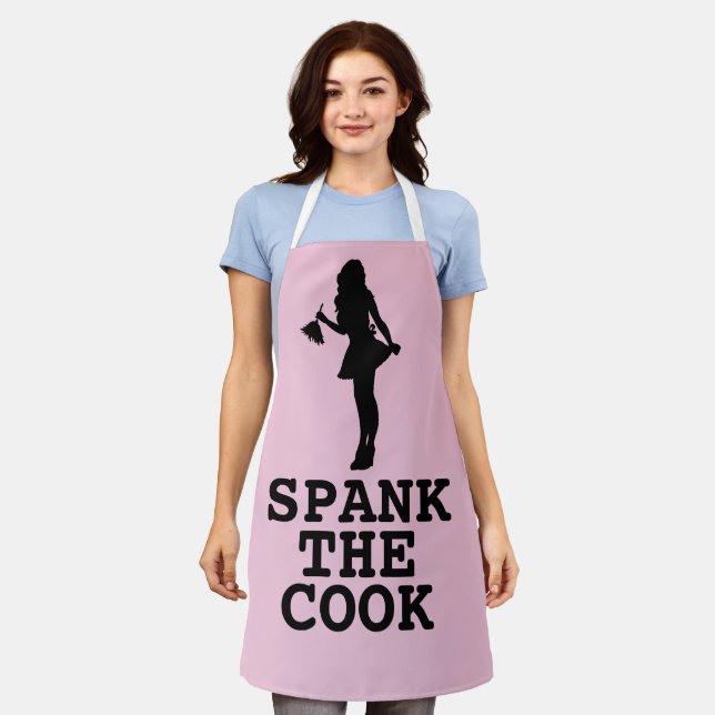 SPANK THE COOK VALENTINE'S DAY WIFE Print Apron (Worn)