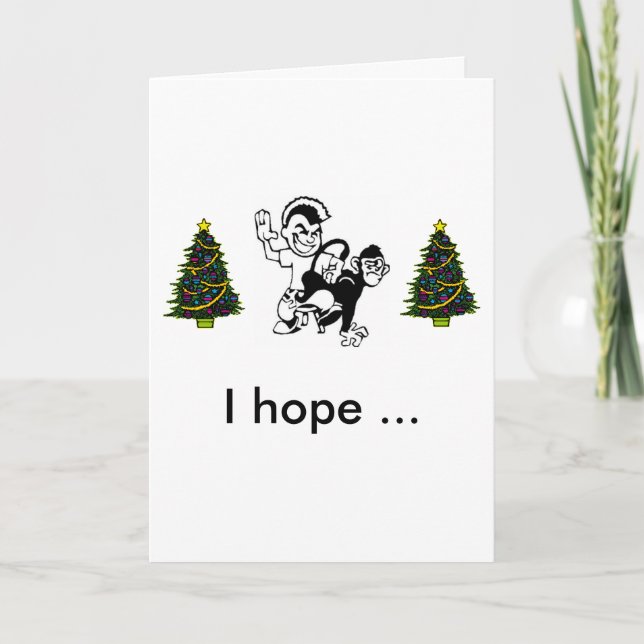 Spank-The-Monkey, christmas tree, christmas tre... Holiday Card (Front)