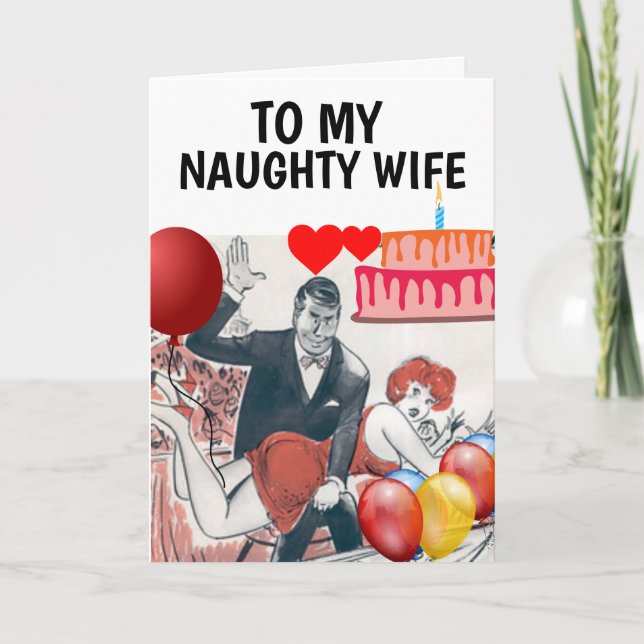 SPANKING BIRTHDAY CARD FOR NAUGHTY WIFE KINKY FUN (Front)