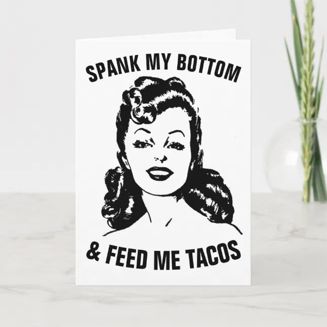 Spanking Tacos Retro Housewife Greeting Cards Zazzle