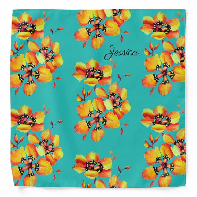 Sparaxis Harlequin Grandiflora Cape Watercolor Bandana (Front)