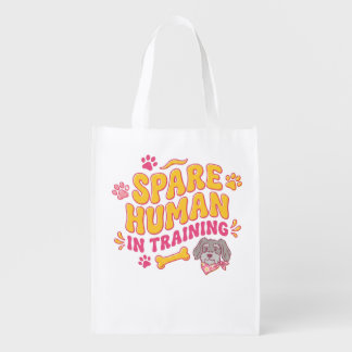 Spare human dog mug, personalised with name grocery bag