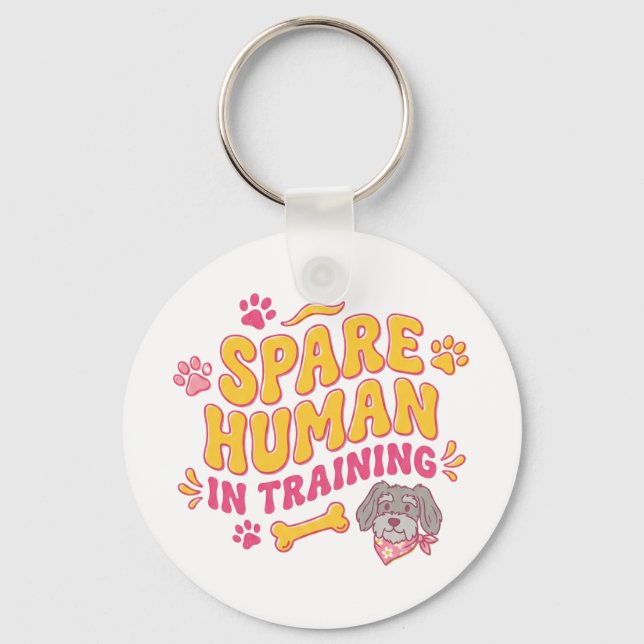 Spare human dog personalised with name keychain (Front)