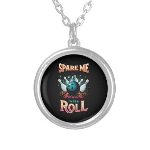 Spare Me Im on a Roll - Bowling Silver Plated Necklace