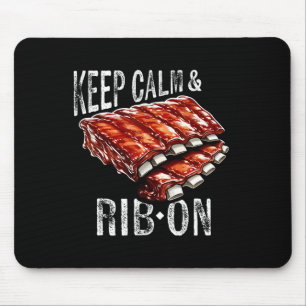 Spare Ribs Lover's Keep Calm And Rib On Bbq Rib Gr Mouse Pad