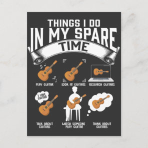 Spare Time Guitar Player Funny Guitarist Musician Postcard