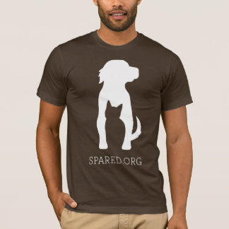 SPARED logo tee - white on brown