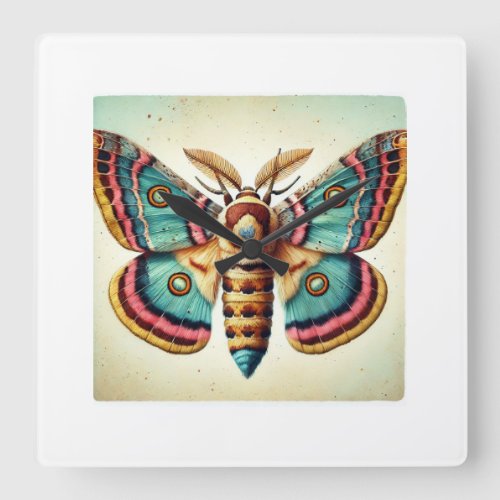 Sparganothis Moth 060724IREF120 _ Watercolor Square Wall Clock