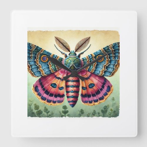 Sparganothis Moth 240624IREF115 _ Watercolor Square Wall Clock